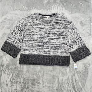 NEW Style&Co Sweater Womens XL Black Marled Colorblock Fuzzy Knit Wide Sleeve